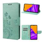 For Samsung Galaxy Xcover6 Pro Butterfly Flower Pattern Horizontal Flip Leather Phone Case with Card Slot & Holder(Green) - 1
