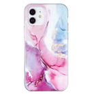 For iPhone 12 mini IMD Marble Pattern TPU Phone Case (Pink Blue) - 1