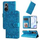 For Honor 50 Pro / Huawei nova 9 Pro Embossed Sunflower Leather Phone Case(Blue) - 1