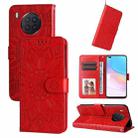 For Honor 50 Lite / Honor X20 Embossed Sunflower Leather Phone Case(Red) - 1