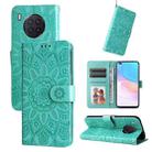 For Honor 50 Lite / Honor X20 Embossed Sunflower Leather Phone Case(Green) - 1