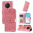 For Honor 50 Lite / Honor X20 Embossed Sunflower Leather Phone Case(Rose Gold) - 1