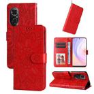 For Honor 50 SE / Huawei nova 9 SE Embossed Sunflower Leather Phone Case(Red) - 1