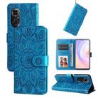 For Honor 50 SE / Huawei nova 9 SE Embossed Sunflower Leather Phone Case(Blue) - 1