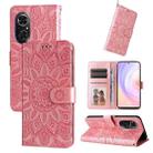 For Honor 50 SE / Huawei nova 9 SE Embossed Sunflower Leather Phone Case(Rose Gold) - 1