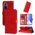 For Honor 50 / Huawei nova 9 Embossed Sunflower Leather Phone Case(Red) - 1