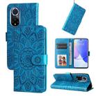 For Honor 50 / Huawei nova 9 Embossed Sunflower Leather Phone Case(Blue) - 1