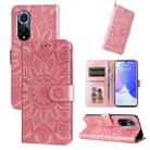 For Honor 50 / Huawei nova 9 Embossed Sunflower Leather Phone Case(Rose Gold) - 1