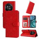 For Honor Magic4 / Magic4 Pro Embossed Sunflower Leather Phone Case(Red) - 1