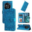 For Honor Magic4 / Magic4 Pro Embossed Sunflower Leather Phone Case(Blue) - 1