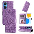 For Honor X7 / Honor Play 30 Embossed Sunflower Leather Phone Case(Purple) - 1