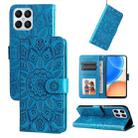 For Honor X8 / X30i Embossed Sunflower Leather Phone Case(Blue) - 1