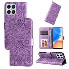 For Honor X8 / X30i Embossed Sunflower Leather Phone Case(Purple) - 1