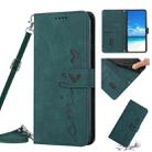 For Samsung Galaxy A02S 164MM EU Version Skin Feel Heart Pattern Leather Phone Case With Lanyard(Green) - 1