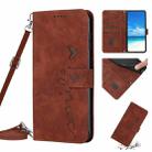 For Samsung Galaxy A42 5G Skin Feel Heart Pattern Leather Phone Case With Lanyard(Brown) - 1