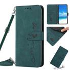 For Samsung Galaxy S10 Skin Feel Heart Pattern Leather Phone Case With Lanyard(Green) - 1