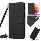 For Samsung Galaxy S21 Skin Feel Heart Pattern Leather Phone Case With Lanyard(Black) - 1