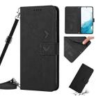 For Samsung Galaxy S22+ Skin Feel Heart Pattern Leather Phone Case With Lanyard(Black) - 1