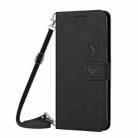 For Samsung Galaxy S22+ Skin Feel Heart Pattern Leather Phone Case With Lanyard(Black) - 2