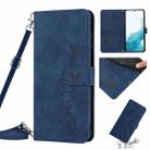 For Samsung Galaxy S22+ Skin Feel Heart Pattern Leather Phone Case With Lanyard(Blue) - 1