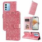 For vivo S12 Pro / V23 Pro Embossed Sunflower Leather Phone Case(Rose Gold) - 1