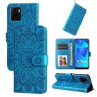 For vivo Y15s 2021 / Y15a / Y10 4G Embossed Sunflower Leather Phone Case(Blue) - 1