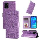 For vivo Y15s 2021 / Y15a / Y10 4G Embossed Sunflower Leather Phone Case(Purple) - 1