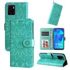 For vivo Y15s 2021 / Y15a / Y10 4G Embossed Sunflower Leather Phone Case(Green) - 1