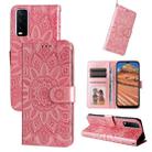 For vivo Y20 Embossed Sunflower Leather Phone Case(Rose Gold) - 1