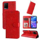 For vivo Y21 2021 / Y21s / Y33s  Embossed Sunflower Leather Phone Case(Red) - 1