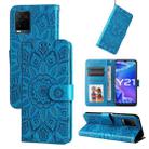 For vivo Y21 2021 / Y21s / Y33s  Embossed Sunflower Leather Phone Case(Blue) - 1