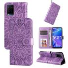 For vivo Y21 2021 / Y21s / Y33s  Embossed Sunflower Leather Phone Case(Purple) - 1