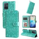 For vivo Y55 5G / Y75 5G / T1 5G Embossed Sunflower Leather Phone Case(Green) - 1