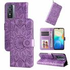 For vivo Y76s / Y76 5G Embossed Sunflower Leather Phone Case(Purple) - 1