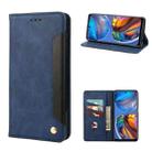 For Motorola Moto E32 Skin Feel Splicing Leather Phone Case(Blue) - 1