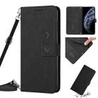 For iPhone 11 Pro Skin Feel Heart Pattern Leather Phone Case With Lanyard (Black) - 1