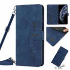 For iPhone 11 Pro Skin Feel Heart Pattern Leather Phone Case With Lanyard (Blue) - 1