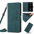 For iPhone 12 / 12 Pro Skin Feel Heart Pattern Leather Phone Case with Lanyard(Green) - 1