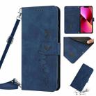 For iPhone 13 Skin Feel Heart Pattern Leather Phone Case With Lanyard(Blue) - 1