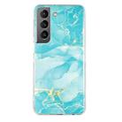 For Samsung Galaxy S22+ 5G IMD Marble Pattern TPU Phone Case(Green) - 1