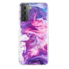 For Samsung Galaxy S21+ 5G IMD Marble Pattern TPU Phone Case(Red) - 1