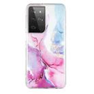 For Samsung Galaxy S21 Ultra 5G IMD Marble Pattern TPU Phone Case(Pink Blue) - 1