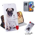 For Galaxy A21 3D Colored Drawing Horizontal Flip Leather Case with Holder & Card Slot & Wallet(Pug) - 1
