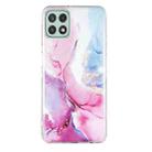 For Samsung Galaxy A22 5G IMD Marble Pattern TPU Phone Case(Pink Blue) - 1