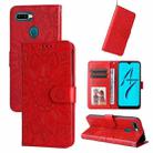 For OPPO A7 / A5s Embossed Sunflower Leather Phone Case(Red) - 1