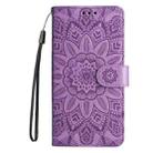 For OPPO A7 / A5s Embossed Sunflower Leather Phone Case(Purple) - 1