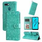 For OPPO A7 / A5s Embossed Sunflower Leather Phone Case(Green) - 1