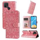 For OPPO A15 / A16K / A16e Embossed Sunflower Leather Phone Case(Rose Gold) - 1