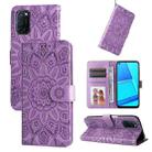 For OPPO A52 / A72 / A92 Embossed Sunflower Leather Phone Case(Purple) - 1