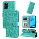 For OPPO A52 / A72 / A92 Embossed Sunflower Leather Phone Case(Green) - 1